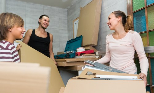 Office removals planning in Oldmalden with boxes and moving equipment