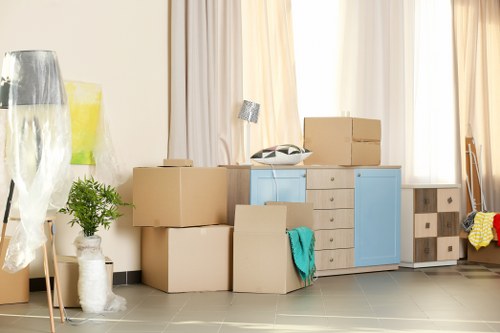 Business stock and files arranged in Old Malden storage for efficiency
