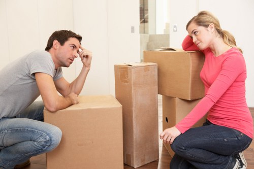 Packed furniture and boxes prepared for household storage in Oldmalden